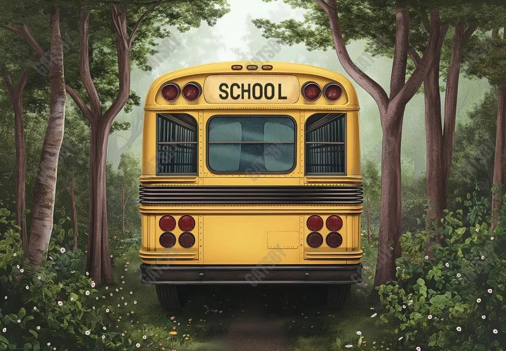 Back To School Bus Photography Backdrop GBSX-99625 - Gatsby Backdrop