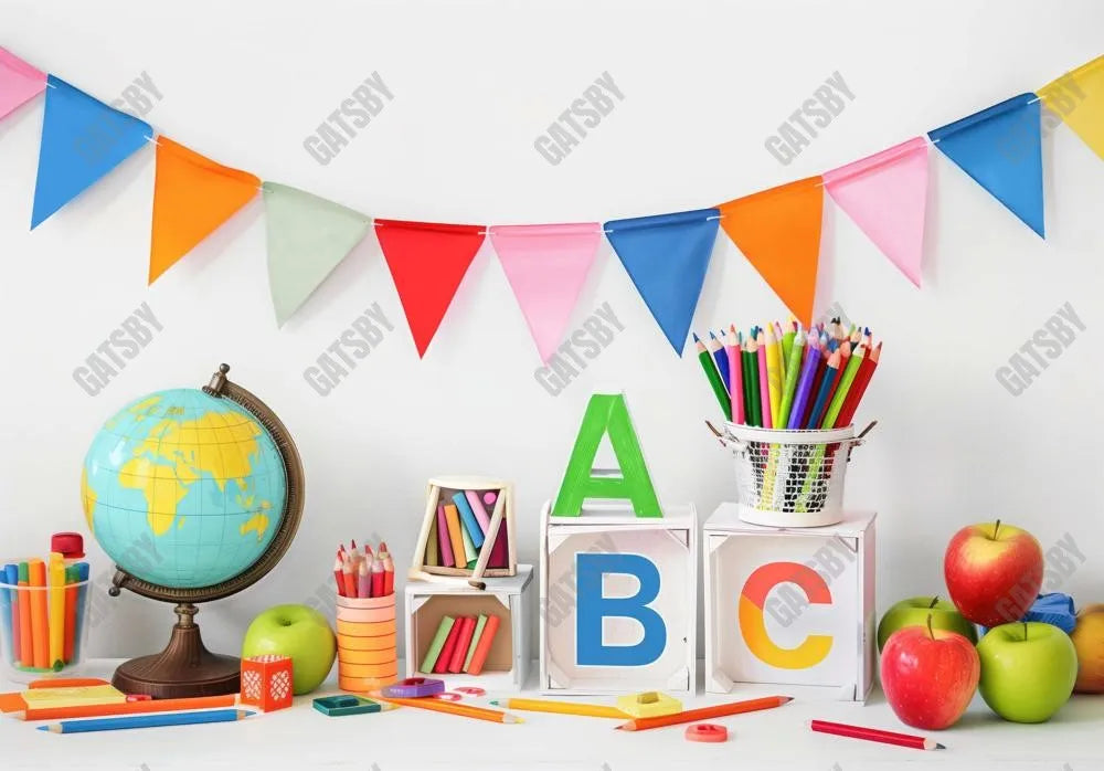 Back To School Colorful Photography Backdrop Ym8T-B0407 - Gatsby Backdrop