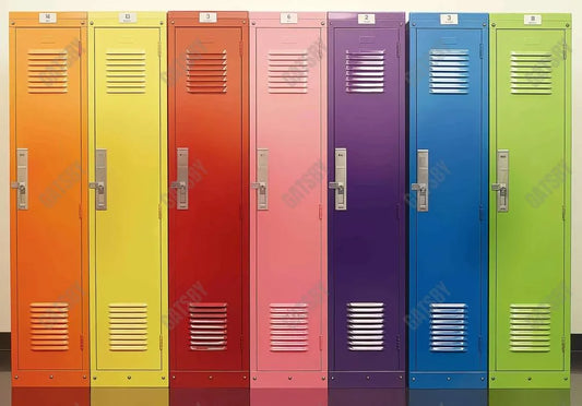 Back To School Locker Photography Backdrop Ym8L-B0386 - Gatsby Backdrop