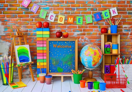 Back To School Welcome Photography Backdrop Ym8L-B0385 - Gatsby Backdrop