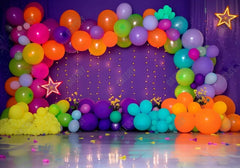 Balloon Rainbow Purple Background Backdrop - Gatsby Backdrop