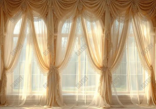 Beige Window Curtains Photography Backdrop Ym8T-B0429 - Gatsby Backdrop