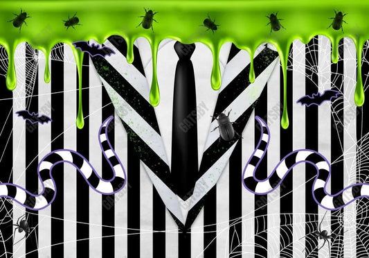 Black and White Halloween Stripes Backdrop - Gatsby Backdrop