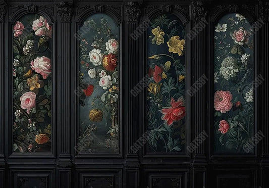 Black Floral Victorian Wall Backdrop - Gatsby Backdrop