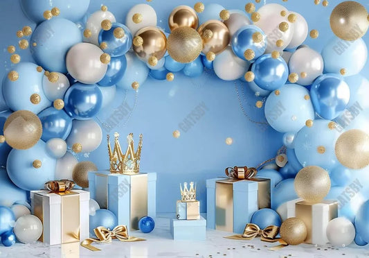 Blue Prince Crown Birthday Backdrop - Gatsby Backdrop