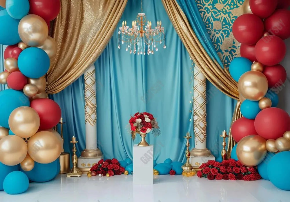 Blue Princess Curtain Backdrop - Gatsby Backdrop