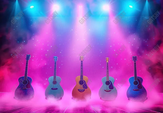 Blue Purple Guitar Stage Backdrop - Gatsby Backdrop