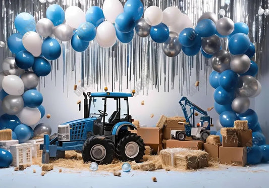 Blue Truck Excavator Backdrop - Gatsby Backdrop