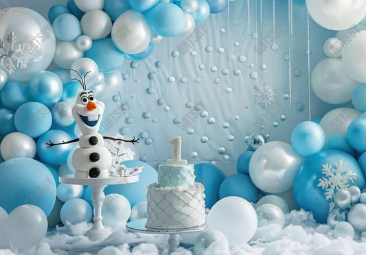 Blue Winter 1st Birthday Backdrop - Gatsby Backdrop