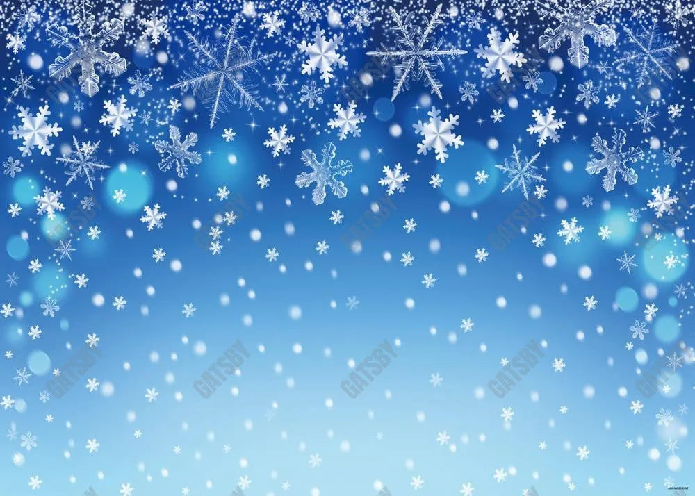 Blue Winter Snowflake Photography Backdrop - Gatsby Backdrop