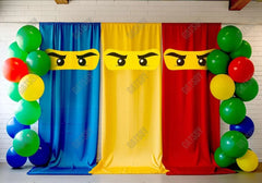 Blue Yellow & Red Curtains Party Backdrop - Gatsby Backdrop