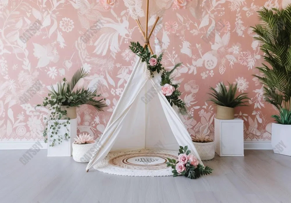 Boho Pink Tribal Backdrop - Gatsby Backdrop