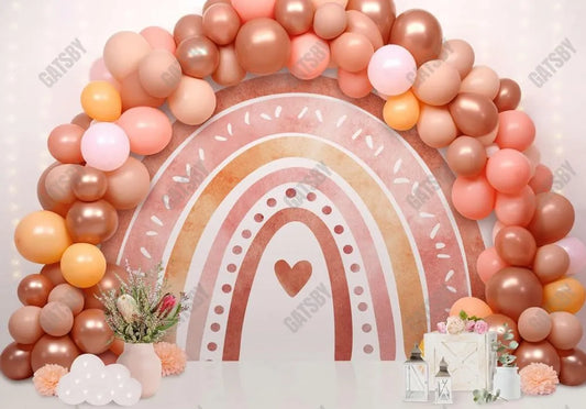 Boho Rainbow Balloon Backdrop - Gatsby Backdrop