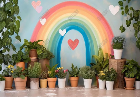 Boho Rainbow Plants Backdrop - Gatsby Backdrop