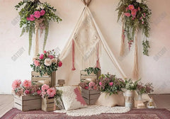 Boho Tent Tea Party Rose Backdrop - Gatsby Backdrop