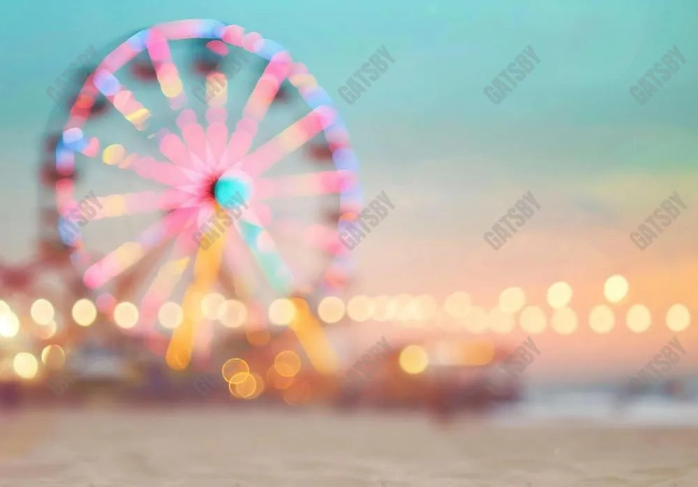 Bokeh Ferris Wheel Amusement Park Backdrop - Gatsby Backdrop