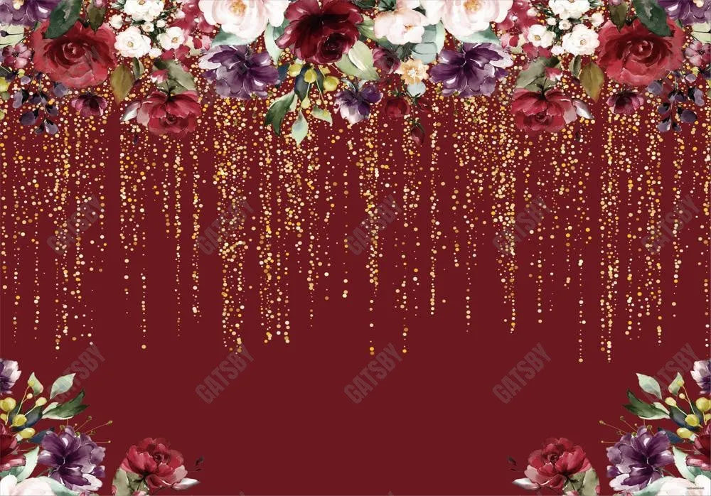 Burgundy Red Flowers Backdrop - Gatsby Backdrop