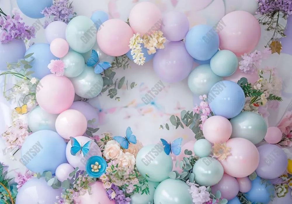 Butterfly Balloon Cake Smash Backdrop - Gatsby Backdrop