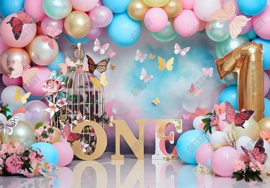 Butterfly ONE Cake Smash Backdrop - Gatsby Backdrop