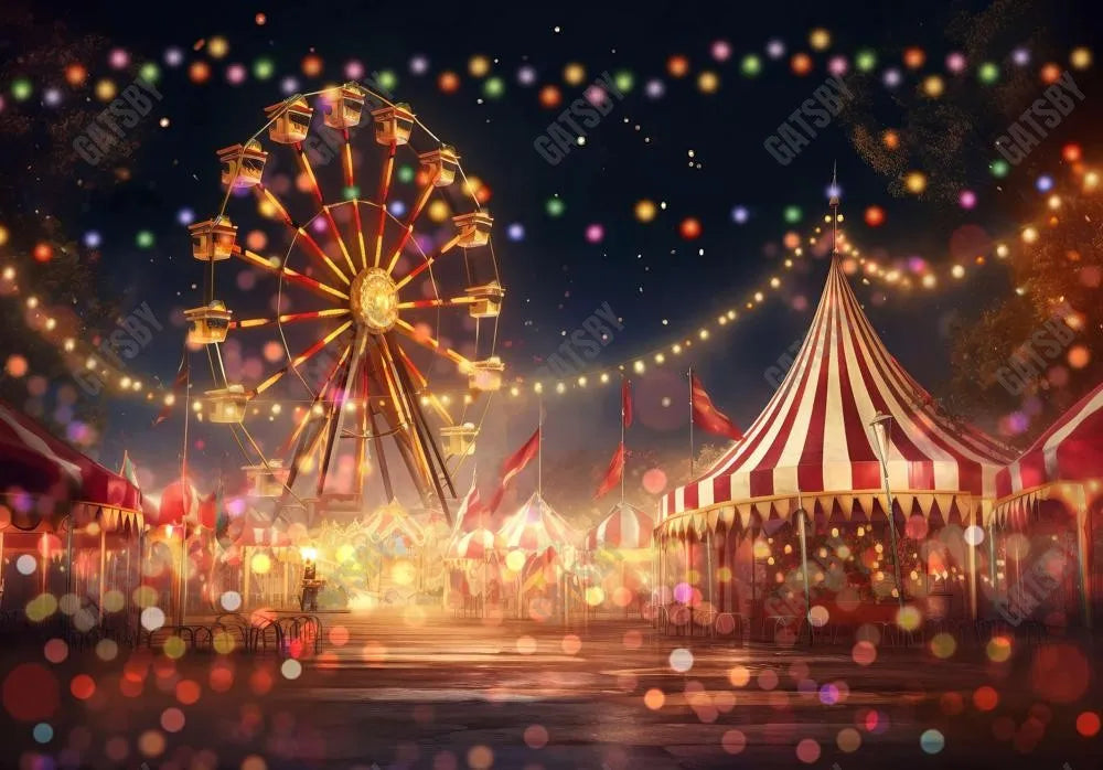 Carnival Circus Wheel Night View Backdrop - Gatsby Backdrop