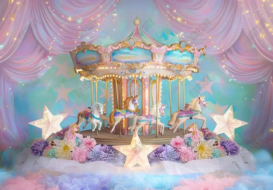 Carousel Unicorn Princess Backdrop - Gatsby Backdrop