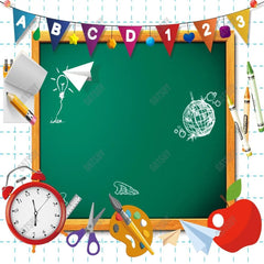 Cartoon Classroom Blackboard Photography Backdrop GBSX-99669 - Gatsby Backdrop