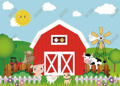 Cartoon Farm Animals Photography Backdrop - Gatsby Backdrop