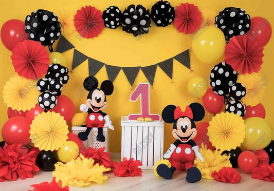 Cartoon Mouse 1st Birthday Party Backdrop - Gatsby Backdrop