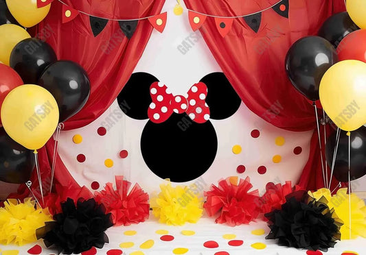 Cartoon Mouse Girl Birthday Party Backdrop - Gatsby Backdrop