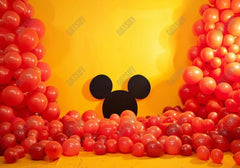 Cartoon Mouse Head Yellow Wall Backdrop - Gatsby Backdrop