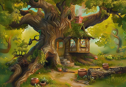 Cartoon Tree House Backdrop - Gatsby Backdrop