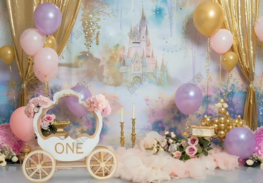 Castle Baby Carriage ONE Birthday Backdrop - Gatsby Backdrop