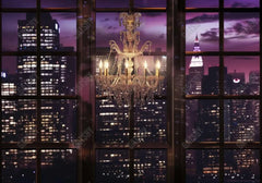 Chandelier Window City View Backdrop - Gatsby Backdrop