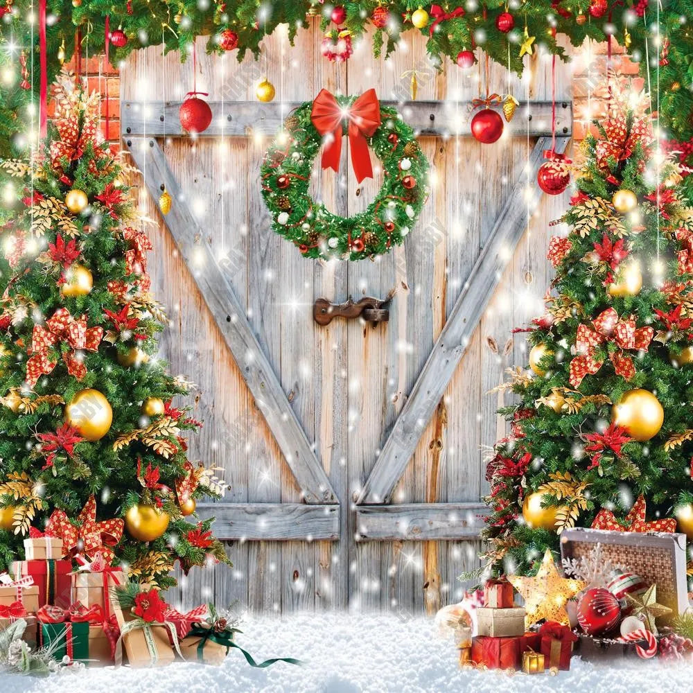 Christmas Barn Door Photography Backdrop GBSX-99677 - Gatsby Backdrop