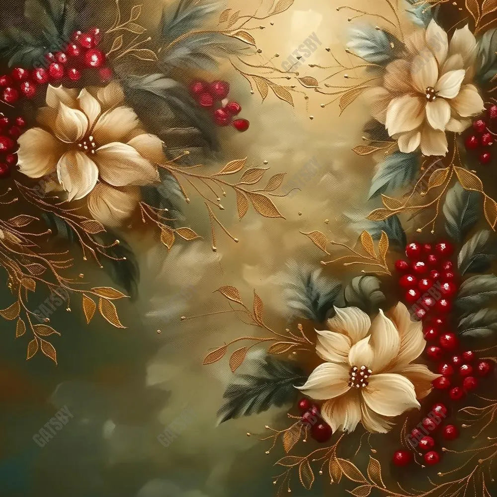 Christmas Blooms Photography Backdrop GBSX-99679 - Gatsby Backdrop