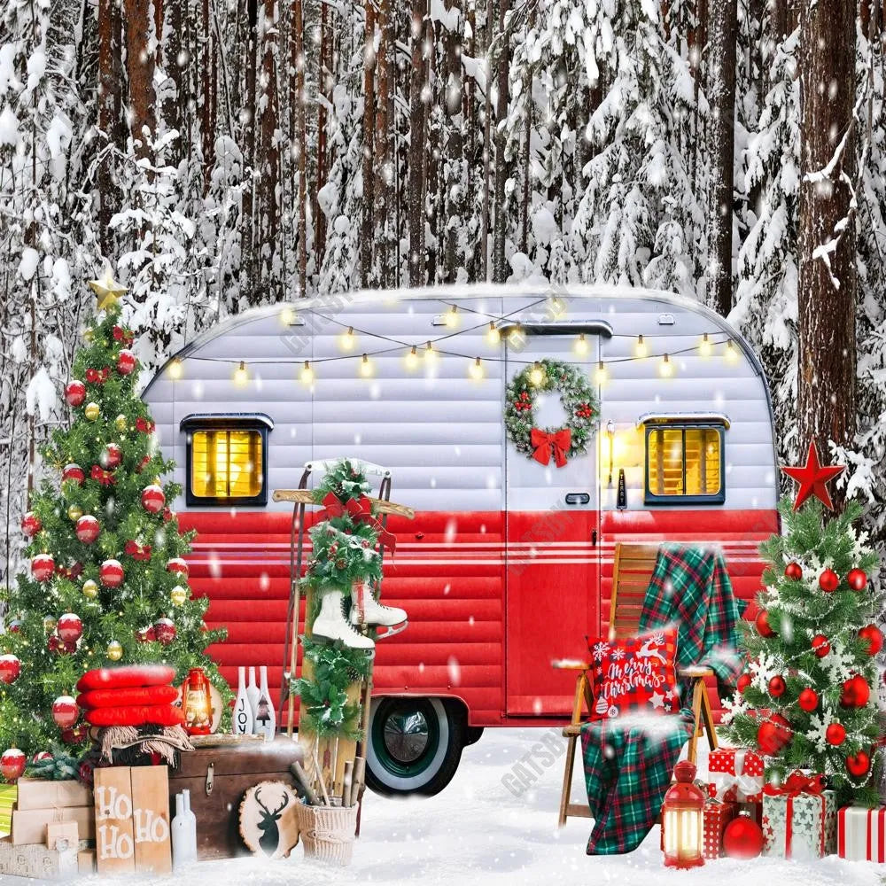 Christmas Camper Photography Backdrop GBSX-99681 - Gatsby Backdrop