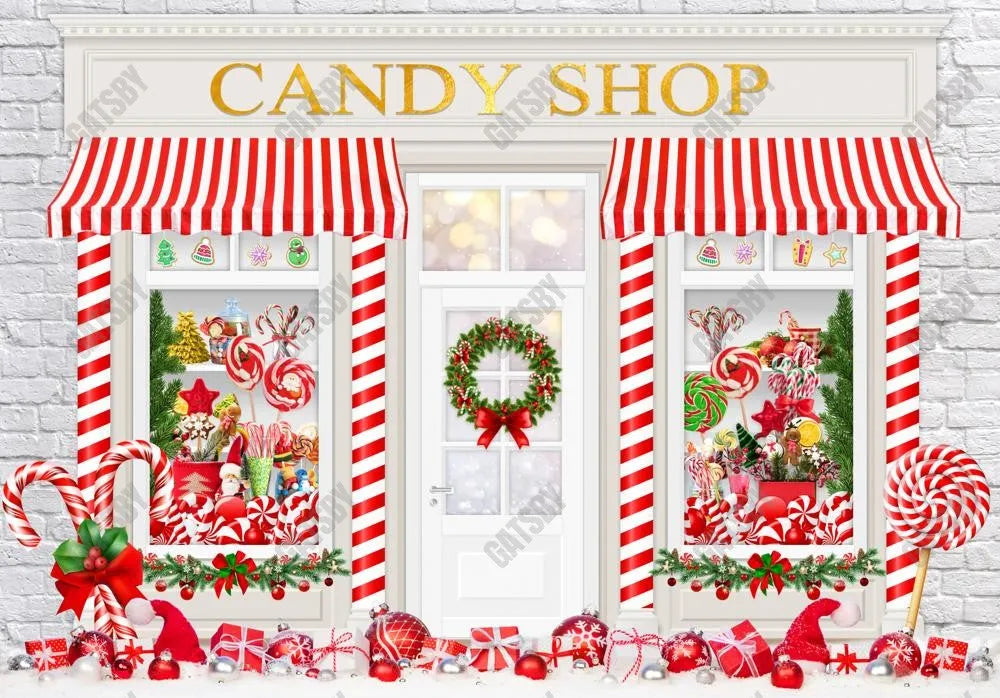 Christmas Candy Shop Photography Backdrop GBSX-99682 - Gatsby Backdrop