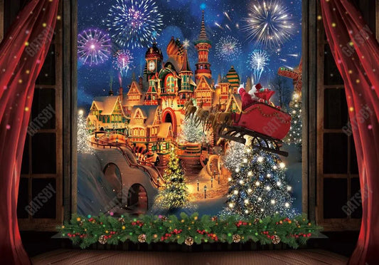 Christmas Castle Santa Claus Backdrop - Gatsby Backdrop