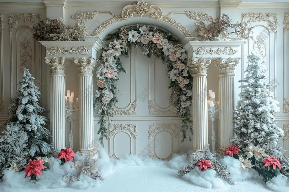 Christmas Floral Arch Photography Backdrop GBSX-99687 - Gatsby Backdrop