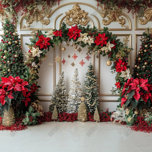 Christmas Floral Arch Photography Backdrop GBSX-99688 - Gatsby Backdrop