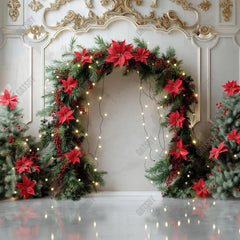 Christmas Floral Arch Photography Backdrop GBSX-99689 - Gatsby Backdrop