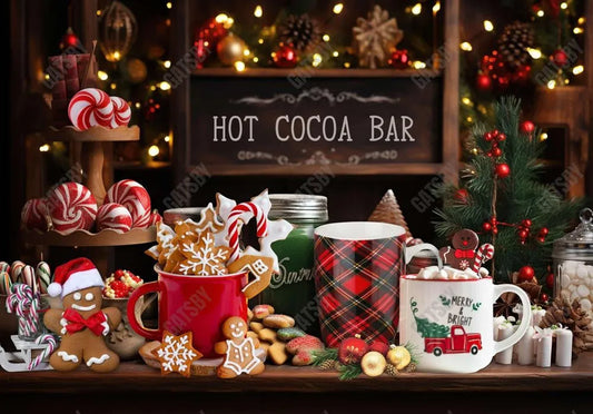 Christmas Hot Cocoa Bar Mug Table Backdrop - Gatsby Backdrop