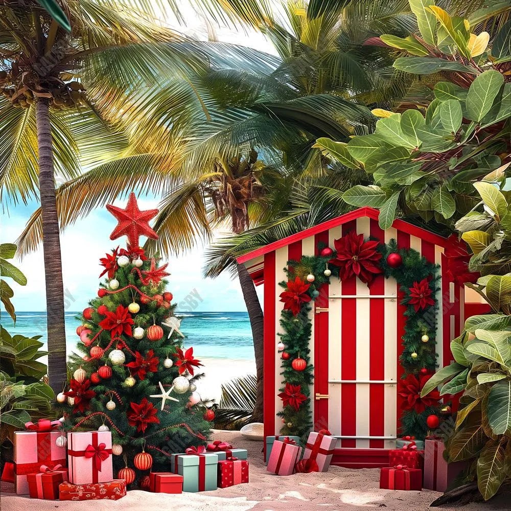 Christmas In July Beach Photography Backdrop GBSX-99695 - Gatsby Backdrop