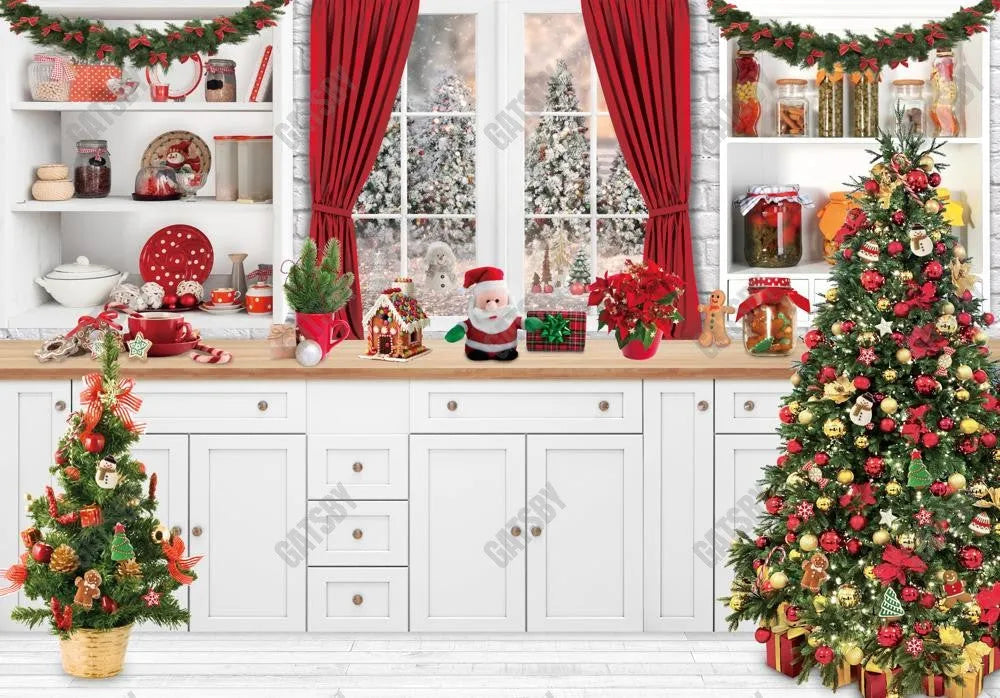 Christmas Kitchen Photography Backdrop GBSX-99699 - Gatsby Backdrop