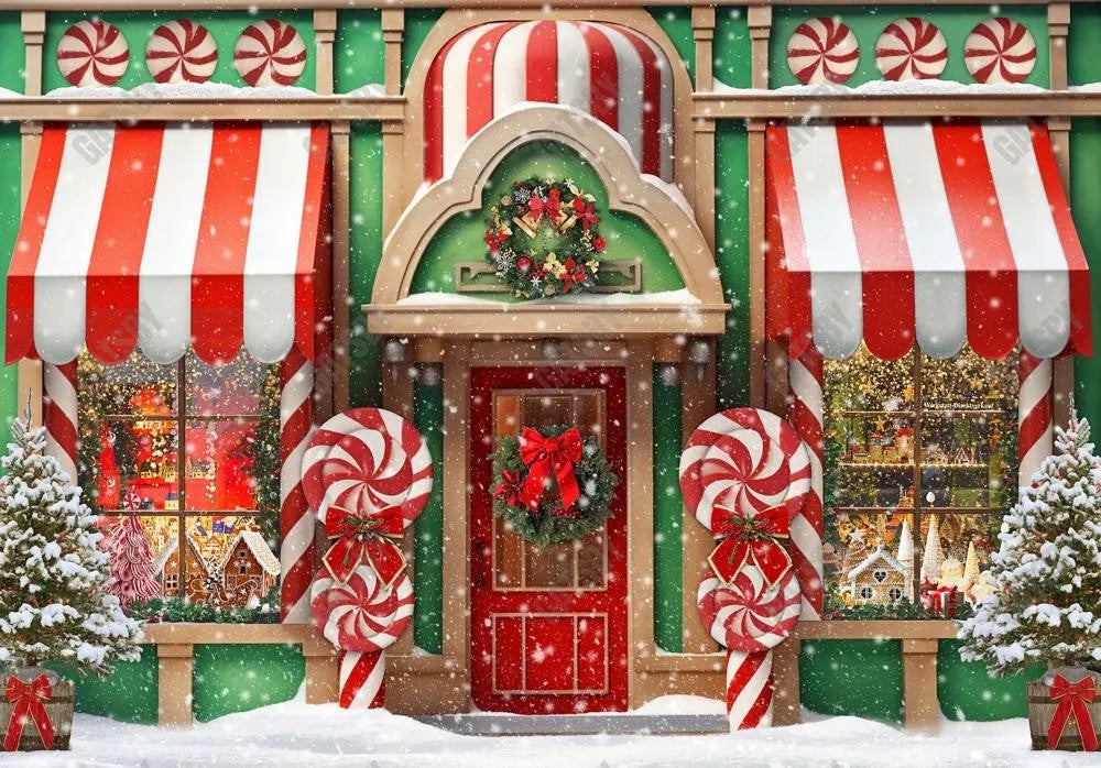 Christmas Peppermint Store Backdrop - Gatsby Backdrop