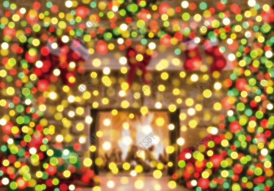 Christmas Red & Green Bokeh Halos Photography Backdrop - Gatsby Backdrop