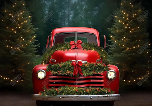 Christmas Red Truck Backdrop - Gatsby Backdrop