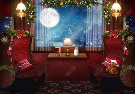 Christmas Retro Train Photo Backdrop - Gatsby Backdrop