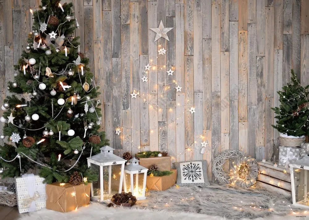 Christmas Rustic Wood Indoor Backdrop - Gatsby Backdrop