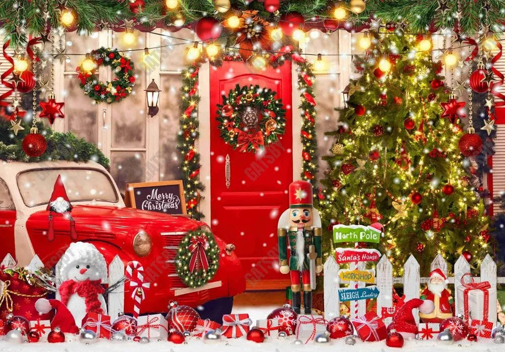 Christmas Santa's Workshop Photo Backdrop - Gatsby Backdrop